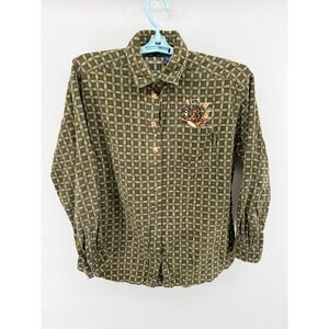 Vintage Pooh Tigger Corduroy Plaid Button Up Shirt Women's Size Small Cotton